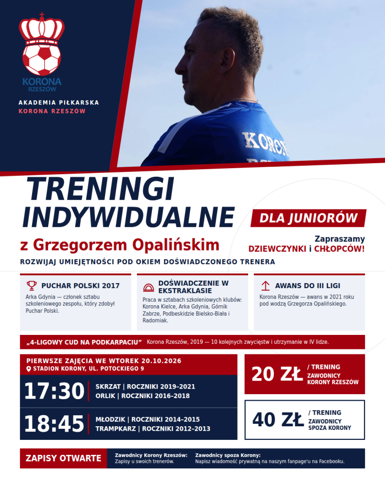 Treningi indywidualne dla juniorów z Grzegorzem Opalińskim